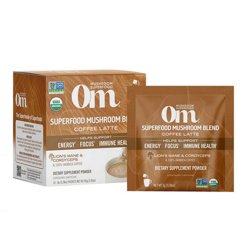 Coffee Latte Mushroom Powder 2.82 Oz (10 pouches) by Om Mushrooms