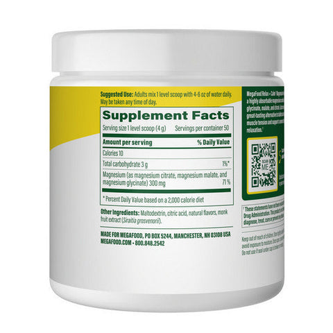 MegaFood, Relax Plus Calm + Magnesium Powder Raspberry Lemonade Flavor, 7.5 Oz MegaFood