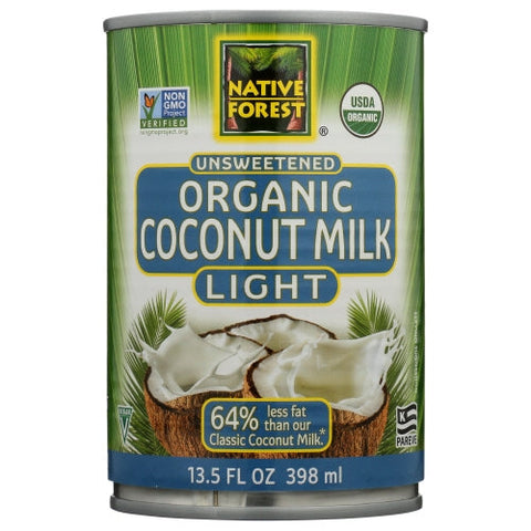 Native Forest, Unsweetened Organic Coconut Milk Light, 13.5 Oz(Case Of 12) Native Forest