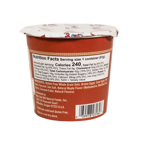 Bobs Red Mill, Oatmeal Cup Mapple Brown Sugar, 2.15 Oz(Case Of 12) Bobs Red Mill