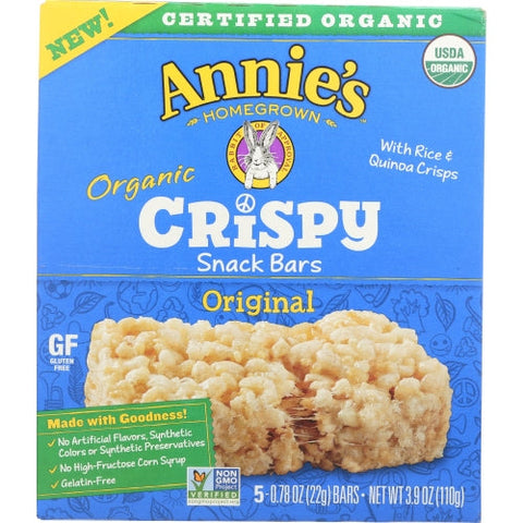 Annie's Homegrown, Organic Original Crispy Snack Bars, 3.9 Oz(Case Of 8) Annie's Homegrown