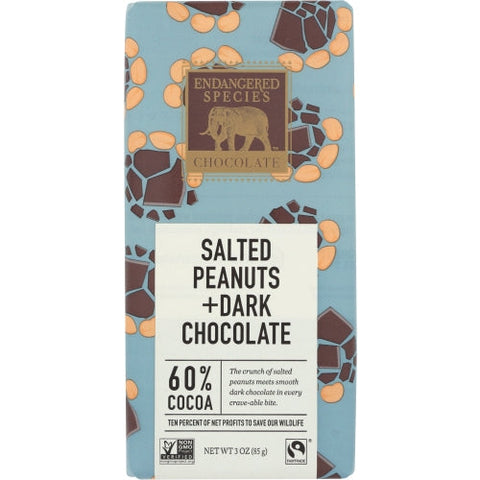 Endangered Species, Chocolate Drk W Pnuts, 3 Oz(Case Of 12)