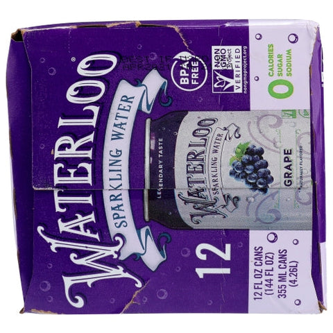 Waterloo Sparkling Water, Water Sprklng Grape 12Pk, Case of 2 X 144 Oz Waterloo Sparkling Water