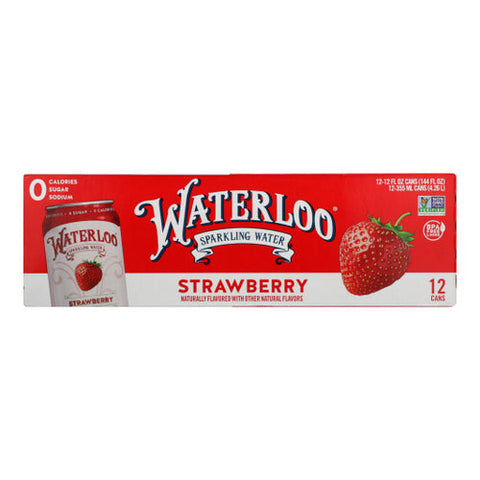 Waterloo Sparkling Water, Water Sprklg Strwbry 12Pk, Case of 2 X 144 Oz Waterloo Sparkling Water