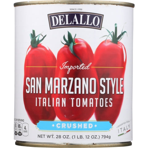 Tomato Crushed San Mrzano Case of 12 X 28 Oz by Delallo