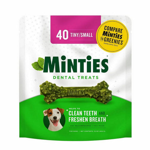 Vet IQ, Minties Teeth Cleaner Dental Dog Treats, Tiny/Small 40 Count