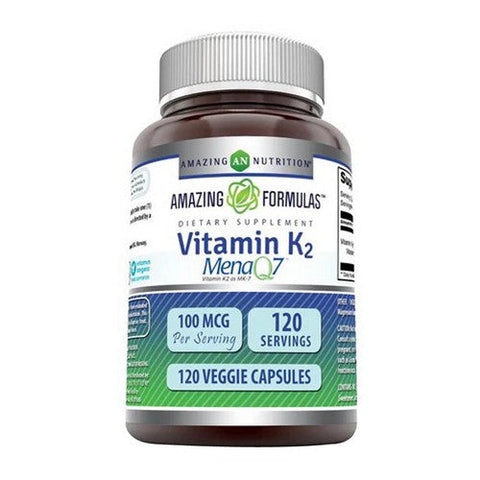 Amazing Nutrition, Vitamin K2 Menaq7, 100 Mcg, 120 Veg Caps Amazing Nutrition