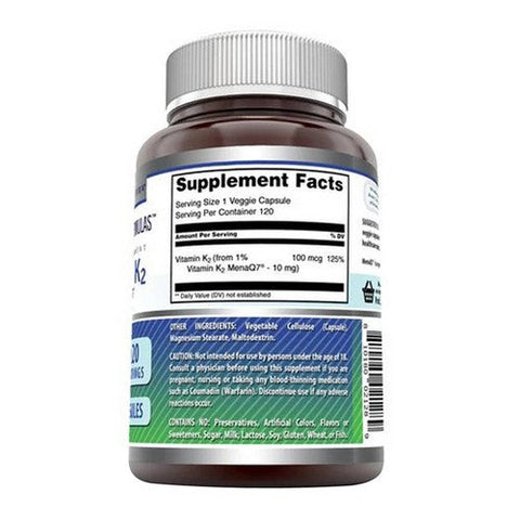 Amazing Nutrition, Vitamin K2 Menaq7, 100 Mcg, 120 Veg Caps Amazing Nutrition