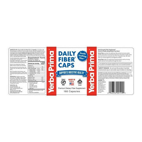 Yerba Prima, Daily Fiber Formula, 625 MG, 180 Caps