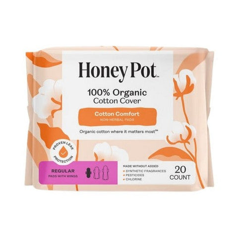 The Honey Pot, Organic Regular Herbal-Infused Pads With Wings, 20 Count