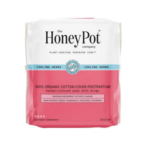The Honey Pot, Organic Herbal-Infused Pads with Wings Post-Partum, 12 Count