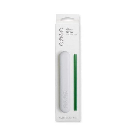 Soma, Glass Straw With Silicone Lined Travel Teal, 8 Inchs, 1 Count
