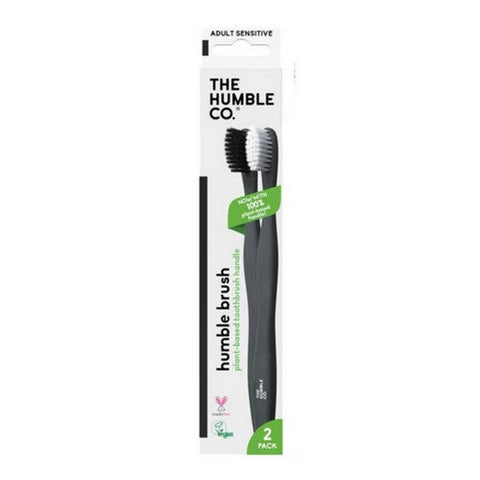 The Humble Co, Plant-Based Sensitive Toothbrush White Black, 2 Count The Humble Co