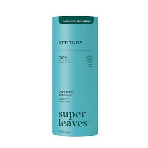 Attitude, Super Leaves Deodorant Unscented, 3 Oz Attitude