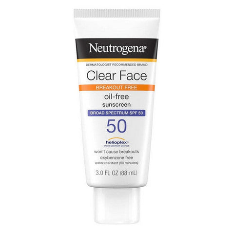 Neutrogena, Clear Face Breakout Free Oil-Free Sunscreen SPF 50, 3 Oz Neutrogena