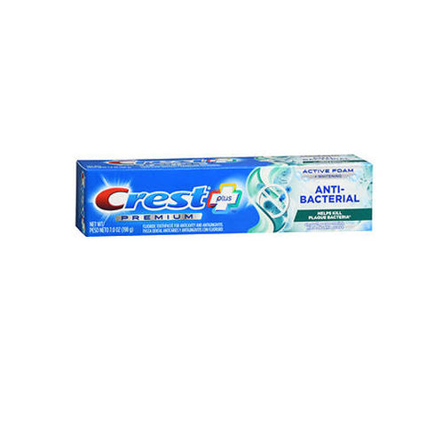 Crest, Plus Premium Anti-Bacterial Fluoride Toothpaste Active Foam + Whitening Smooth Peppermint, 7 Oz Crest