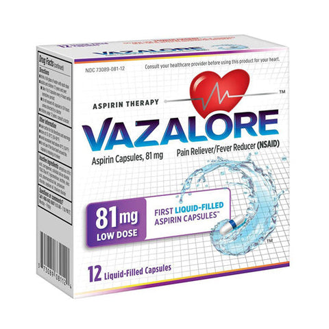 Vazalore, Aspirin  Low Dose Liquid-Filled, 81 mg, 12 Capsules Vazalore