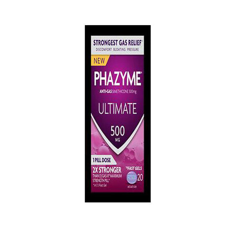 Phazyme, Anti-Gas Simethicone Fast Gels Ultimate, 500 Mg, 20 Tabs Phazyme