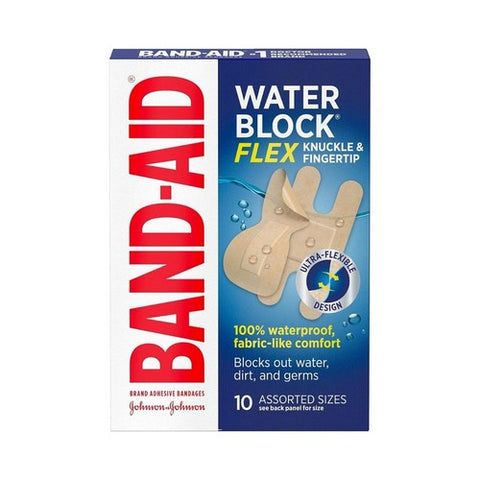 Band-Aid, Water Block Flex Adhesive Bandages Assorted Sizes Knuckle & Fingertip, 10 Count Band-Aid