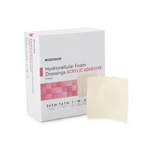 McKesson, Adhesive Foam Dressing with Border 3 x 3 Inch, Box Of 10 McKesson
