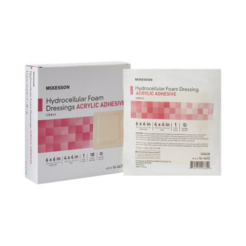 McKesson, Acrylic Adhesive with Border Foam Dressing 6 x 6 Inch, Box Of 10