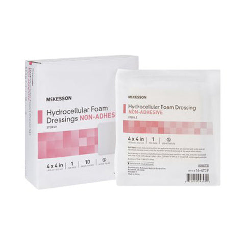 McKesson, Foam Dressing 4 X 4 Inch Without Border Film Backing Nonadhesive 16-4739, Box Of 10