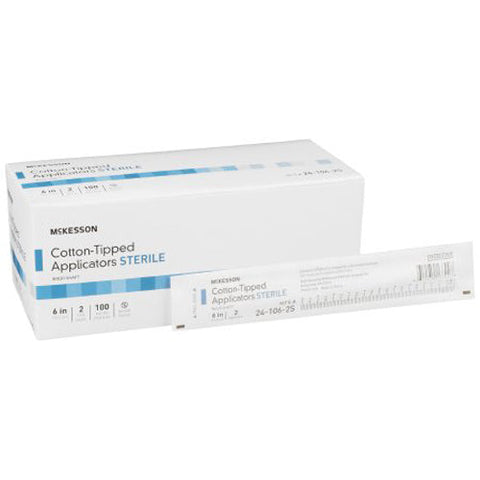 McKesson, Swabsticks Cotton Tip Wood Shaft 6" Sterile, Box Of 100 McKesson