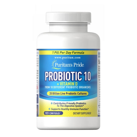 Probiotic 10 with Vitamin D 120 Capsules by Puritan's Pride