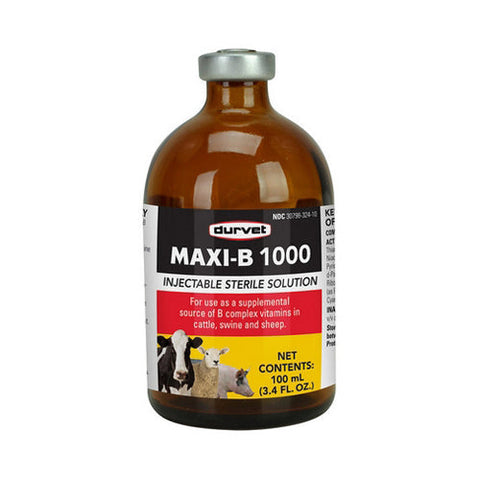 Durvet, Maxi-B 1000 Injectable For Cattle Swine And Sheep, 3.4 Oz Durvet