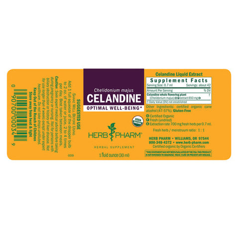 Herb Pharm, Organic Celandine Liquid Extract, 1 Oz
