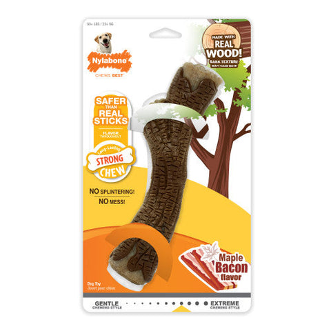 Nylabone, Nylabone Real Wood Stick Strong Dog Stick Chew Toy, Maple Bacon, 1 Each/XL/Souper (1 Count) Nylabone
