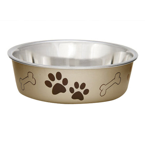 Loving Pets, Loving Pets Metallic Dog Bowl, Champagne, 1 Each/Large Loving Pets