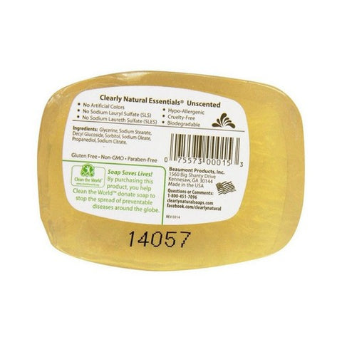 Clearly Natural, Essentials Glycerin Bar Soap Unscented, 4 Oz Clearly Natural