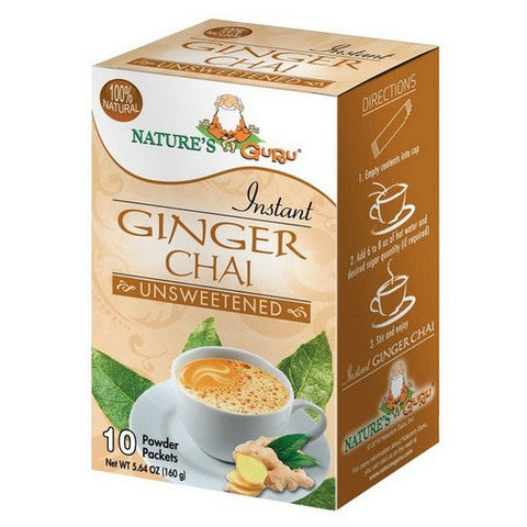NatureÃ¢â‚¬â„¢s Guru, Ginger Chai Unsweetened Instant Chai, 10 Count Nature’s Guru