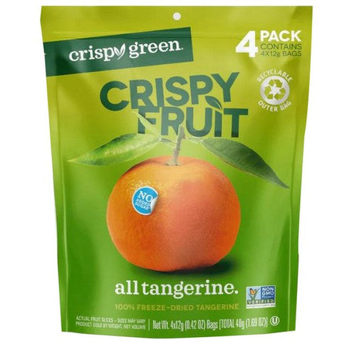 Crispy Green, All Tangerine Freeze Dried Fruit, 4 Count Crispy Green