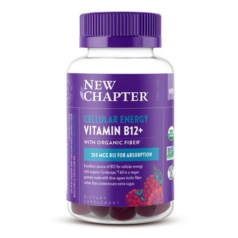 Cellular Energy Vitamin B12 Plus With Organic Fiber Raspberry 60 Gummies by New Chapter