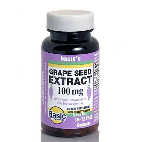 Basic Vitamins, Grape Seed Extract, 100 Mg, 48 Caps Basic Vitamins