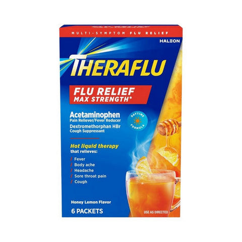 Theraflu, Flu Relief Daytime Formula Packets Max Strength Honey Lemon, 6 Each Theraflu