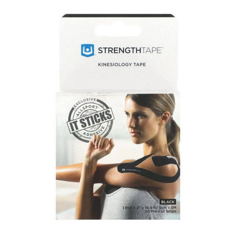 StrengthTape, Kinesiology Tape 5M Precut Roll Black, 1 Each