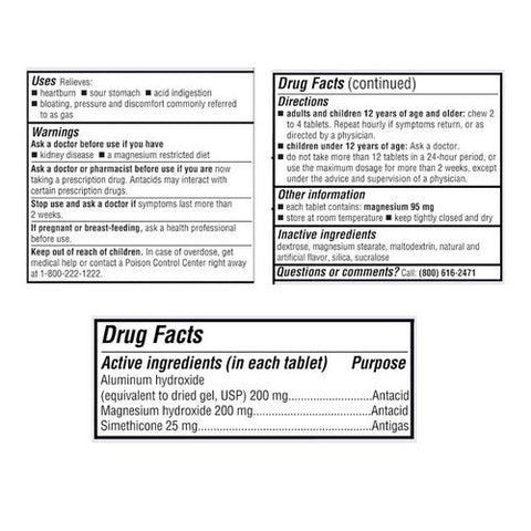 Major Pharmaceuticals, Mintox Plus Tabs Antacid Plus Anti-Gas, 100 Tablets Major Pharmaceuticals