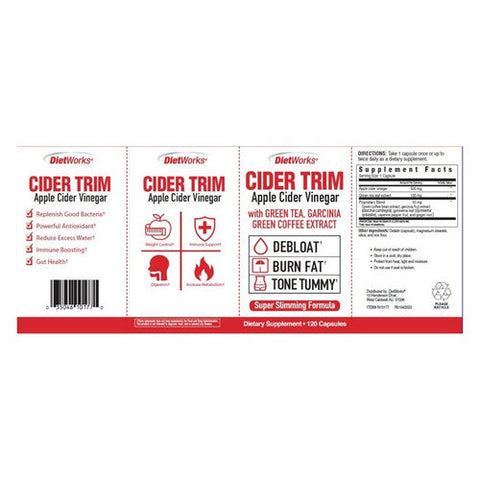 DietWorks, Cider Trim Apple Cider Vinegar, 120 Capsules