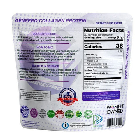 Genepro Protein, Collagen Peptides Protein Powder + Unflavored, 30 Servings, 30 Servings Genepro Protein