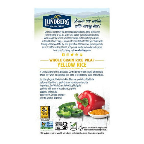 Lundberg, Organic Whole Grain Yellow Rice, 6 Oz (Case Of 6) Lundberg