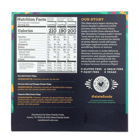 Siete, Potato Chip Variety Pack, 9 Oz (Case Of 3)