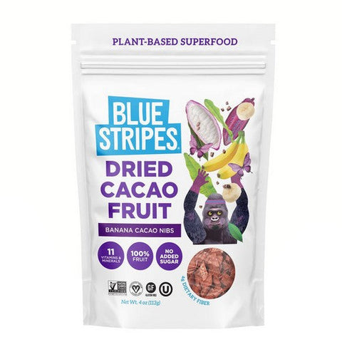 Blue Stripes, Dried Cacao Fruit Banana Cacao Nibs, 4 Oz (Case Of 6) Blue Stripes