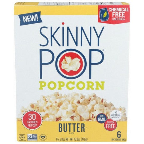 Skinny Pop, Microwave Butter Popcorn, 16.8 Oz(Case Of 6)