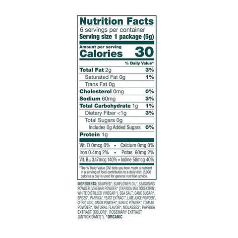 Gimme, Organic Chili Lime Roasted Seaweed, 1.02 Oz(Case Of 8)