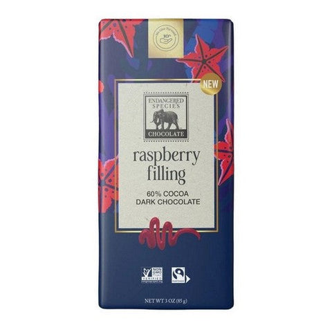 Endangered Species, Cocoa Dark Chocolate Raspberry Filling, 3 Oz(Case Of 12)