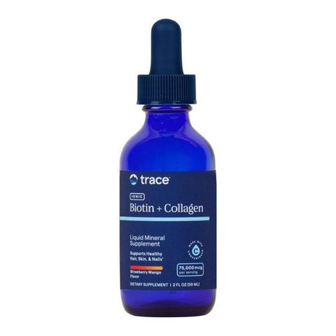Trace Minerals, Liquid Ionic Biotin + Collagen Strawberry Mango Flavor, 75,000 mcg, 2 Oz Trace Minerals