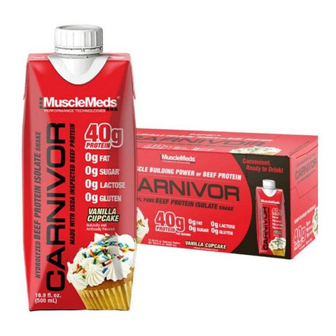 JST WRK Energy, MuscleMeds Carnivor Vanilla Cupcake, 12 Count JST WRK Energy